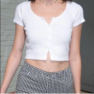 brandy melville zelly top white crop button up top